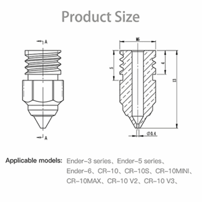Creality MK Nozzle 0.5mm - Bilde 3