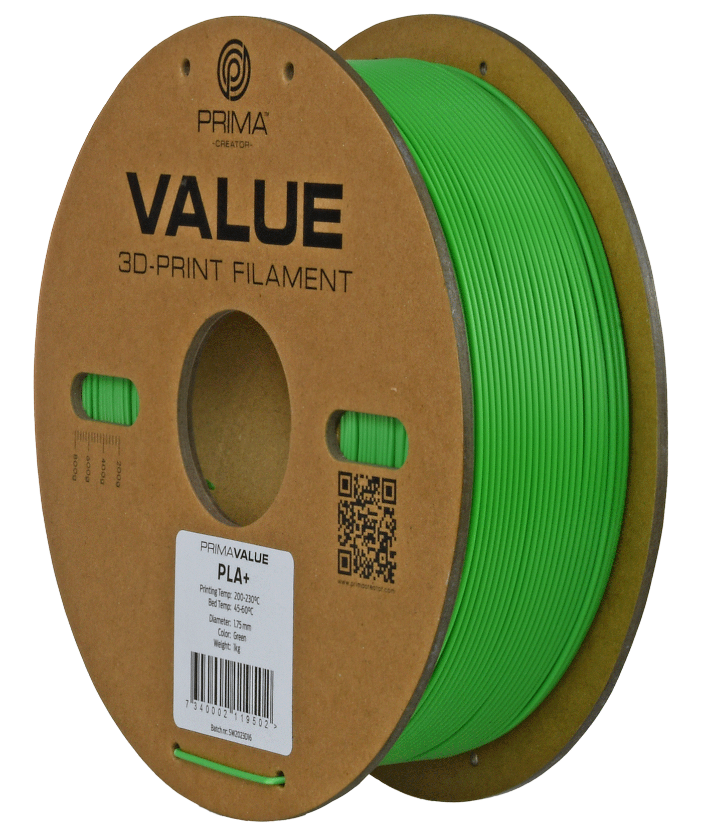 PrimaValue PLA+ - Grønn - 1 kg