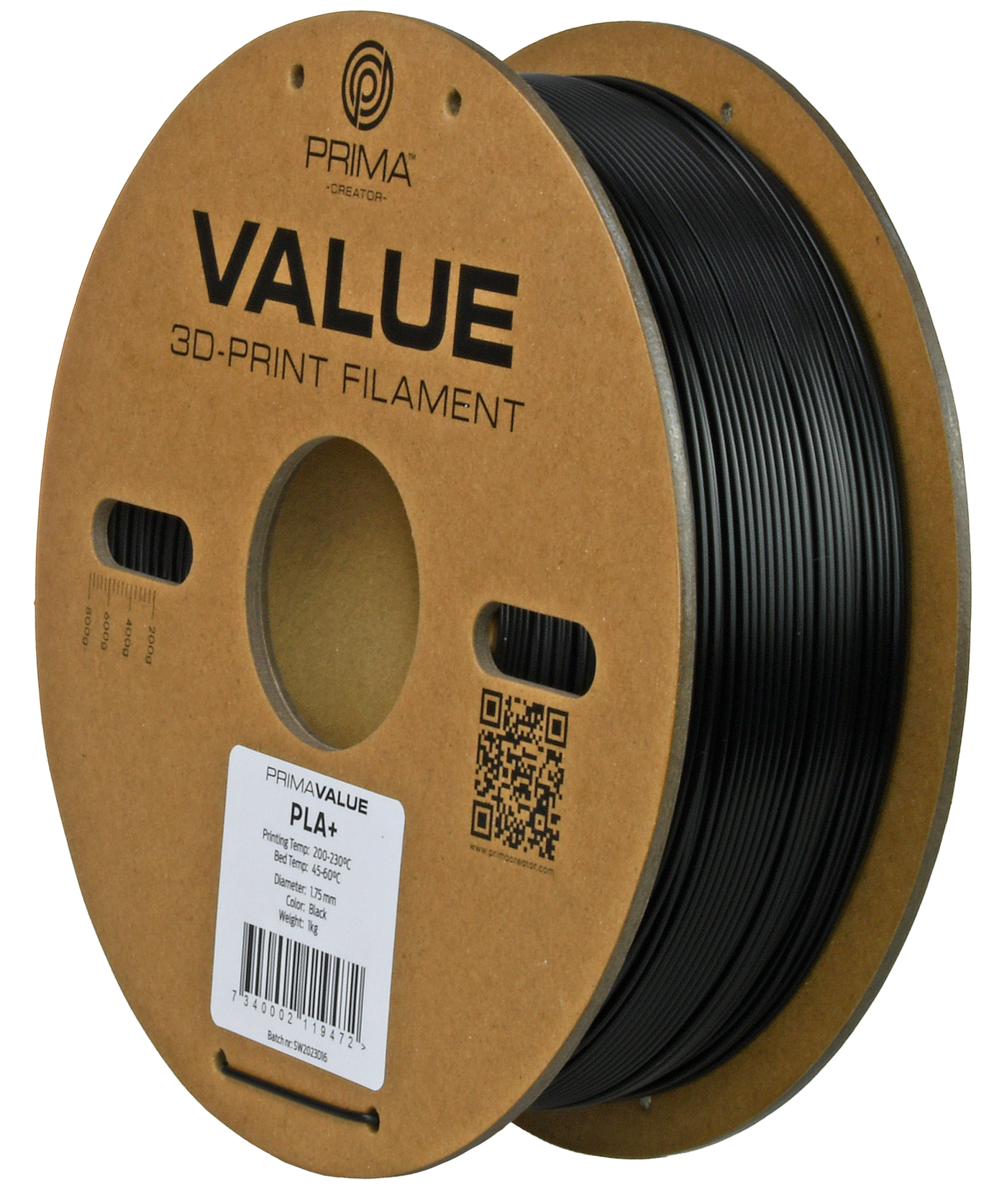PrimaValue PLA+ - Sort Matt - 1 kg